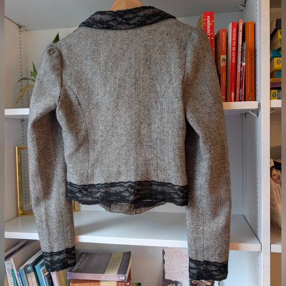 Y2K Women's Blazer with Lace Trim Size Medium Office Chic Career Work - Picture 7 of 7